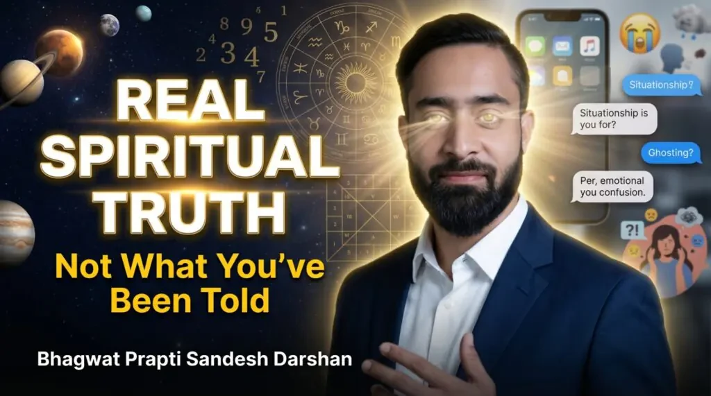 Bhagwat Prapti Sandesh Darshan Top Spiritual Magazine thumbnail showing spiritual clarity, astrology, numerology, and modern relationship confusion