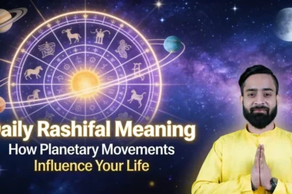 Horoscope by date of birth Vedic astrology concept with zodiac wheel and astrologer explaining destiny and personality through birth chart