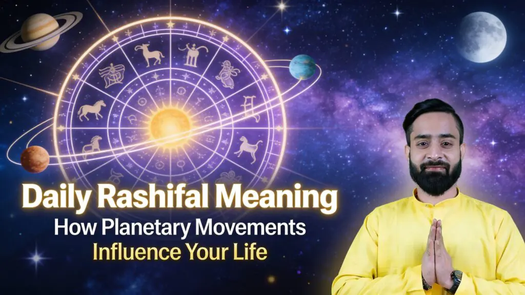 Horoscope by date of birth Vedic astrology concept with zodiac wheel and astrologer explaining destiny and personality through birth chart