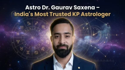 Astro Dr. Gaurav Saxena India’s Most Trusted KP Astrologer with zodiac chart and cosmic background for accurate timing astrology