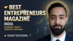 Best entrepreneurs magazine in India Bhagwat Prapti Sandesh Darshan with business growth charts and analytics background
