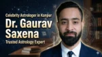 Celebrity astrologer in Kanpur Dr. Gaurav Saxena portrait with zodiac background representing astrology, numerology and vastu expertise