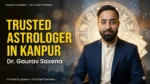 Trusted astrologer in Kanpur Dr Gaurav Saxena with zodiac chart background offering astrology, numerology and vastu consultation