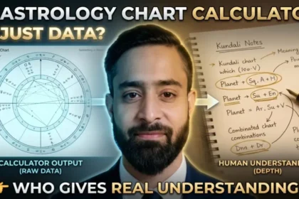 Astrology chart calculator vs human interpretation showing raw birth chart data and kundali analysis for deeper astrology understanding