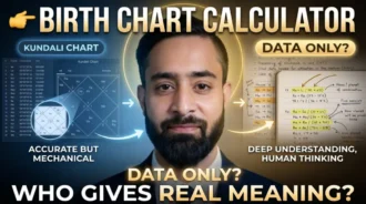 Birth chart calculator vs astrologer analysis showing kundali chart data and human interpretation for accurate astrology insights
